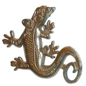 Caribbean Soul Silver Tone Gecko Lizard Tropical Animal Pin Brooch 2.5" AS IS